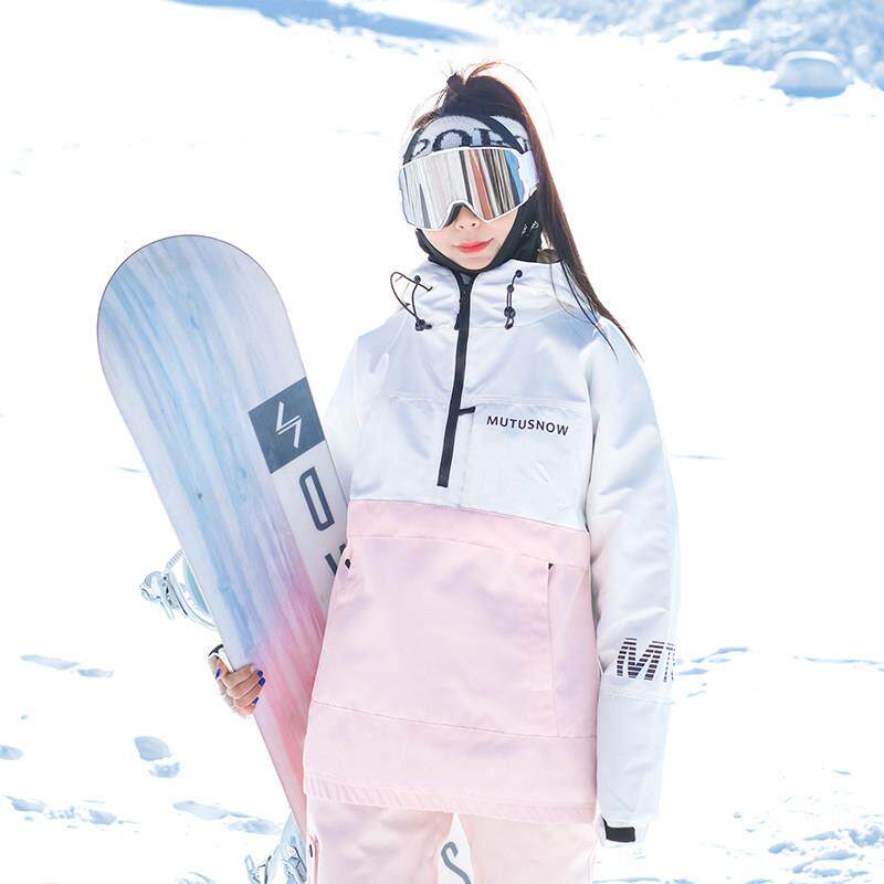 新潮帽衫滑雪服女防风防水单板双板夹棉保暖滑雪卫衣男滑雪装备