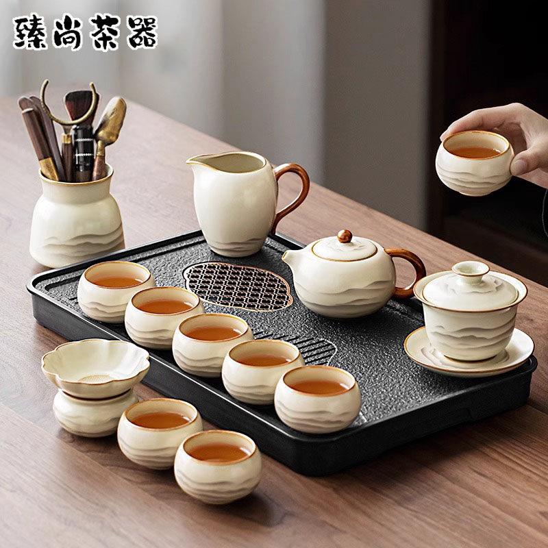 新款汝窑泡茶茶具高档轻奢喝茶用品大全茶壶茶杯茶盘茶具套装家用