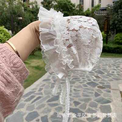 防晒帽儿童一岁婴儿春季帽子夏款儿童蕾丝帽婴幼儿遮阳帽透气护头