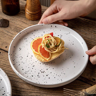 质感8寸圆形加厚陶瓷盘便宜餐具北欧ins风甜品盘意面盘西餐盘子