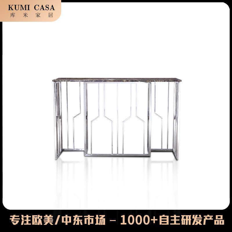 意式玄关台轻奢风现代玄关柜门厅入户不锈钢玄关桌设计师靠墙案几