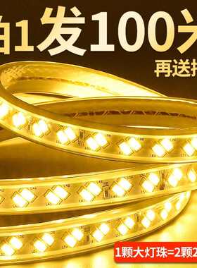 led灯带户外防水220v客厅外墙工程室外暖光白暖色庭院带灯条