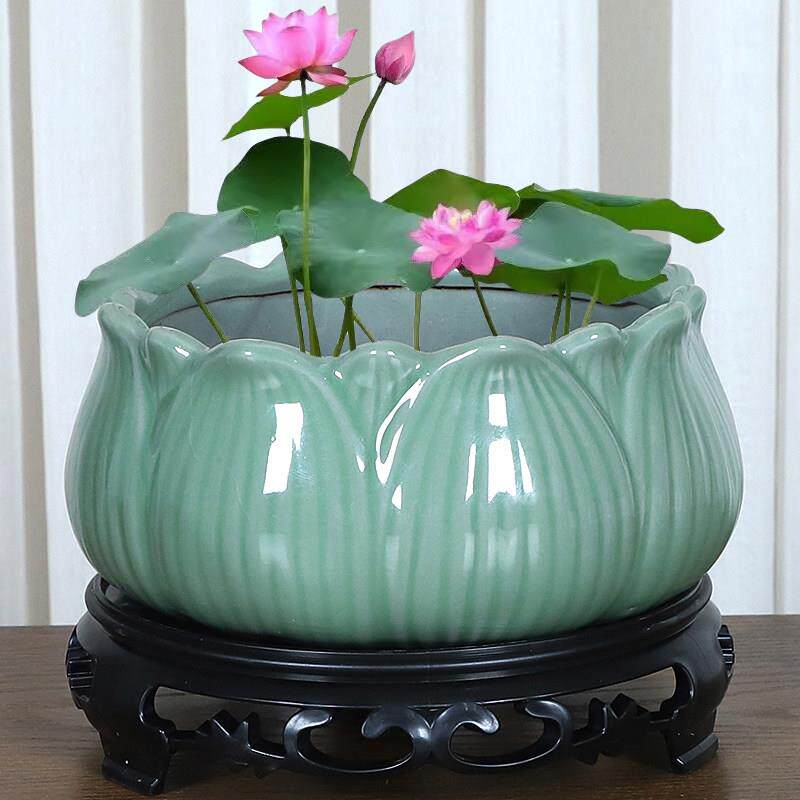 新疆包邮铜钱草花盆覆古水培植物花盆碗莲睡莲金钱草水养创意无孔