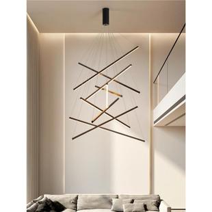 楼梯吊灯简约现代复式 长条led线条 楼高层挑空客厅大厅创意个性