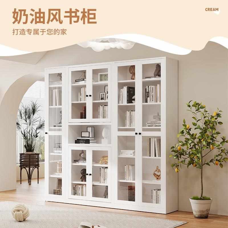 自由组合玻璃书柜储物柜一体现代简约家用卧室客厅收纳柜钢制厂家