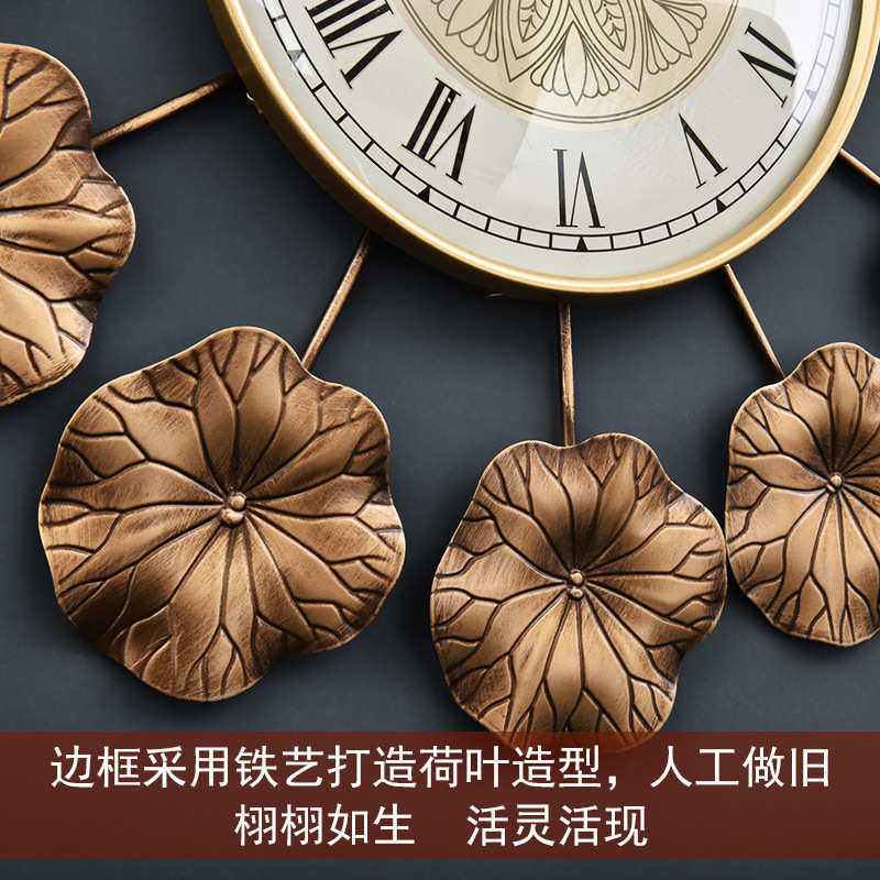 新中式铁艺工艺时钟客厅创意复古挂钟仿古个性时钟家居墙面挂饰钟