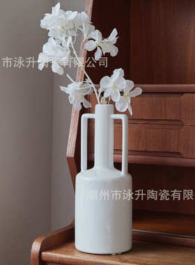 ins装饰品陶瓷白色客厅家居古典摆件化妆台器北欧软花风水培花瓶