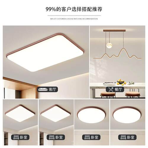 原木风843客吸顶灯现代款简约大气大厅新全屋光谱中山灯具全厅套