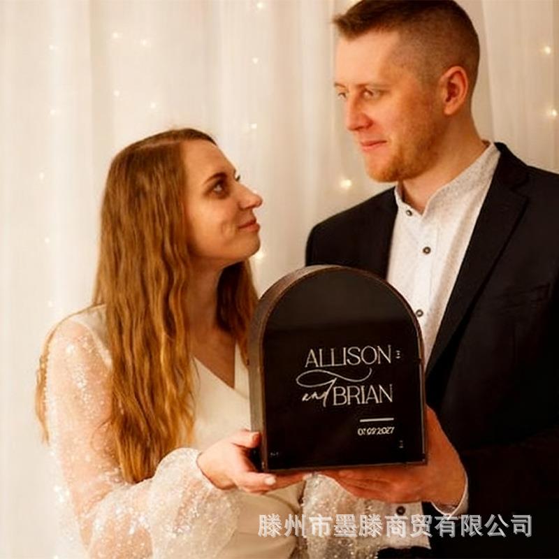 个性化logo婚礼卡盒带插槽时尚婚礼活动派对纪念品祝福卡收纳盒