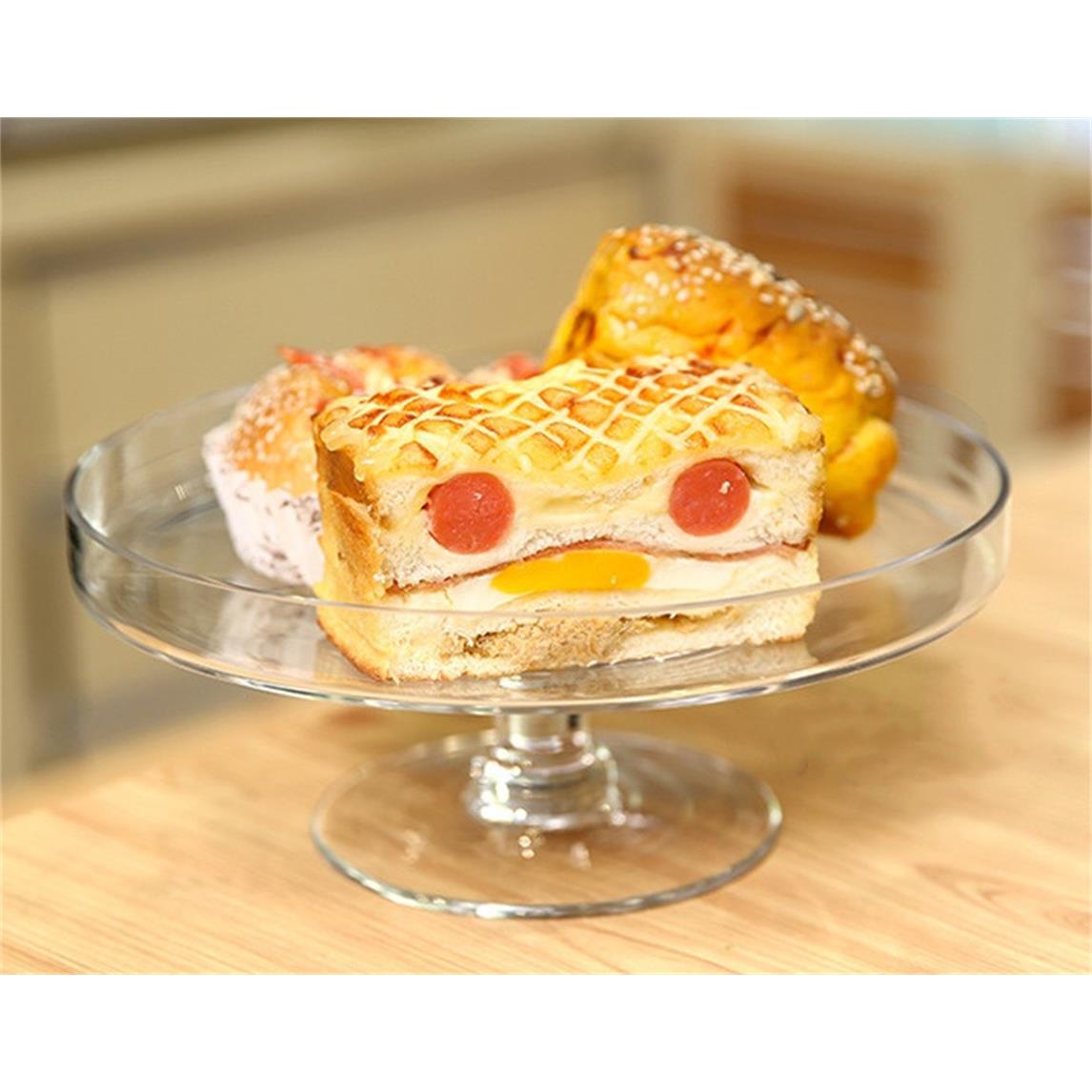 欧式YGG脚蛋盘糕罩面包托家用水果甜盘自品助餐甜品罩带盖透明高