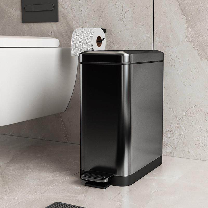轻奢不锈钢垃圾桶脚踏厨房客厅窄缝卫生间厕所房间脚踩创意带涛森