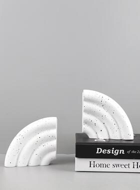 现代简约树脂扇形半圆书档书靠桌面摆件客厅书房电视柜家居装饰品