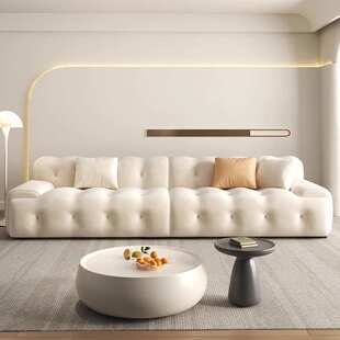 奶油风沙发客厅轻奢法式现代小户型简约罗奇堡泡泡沙发网红布艺