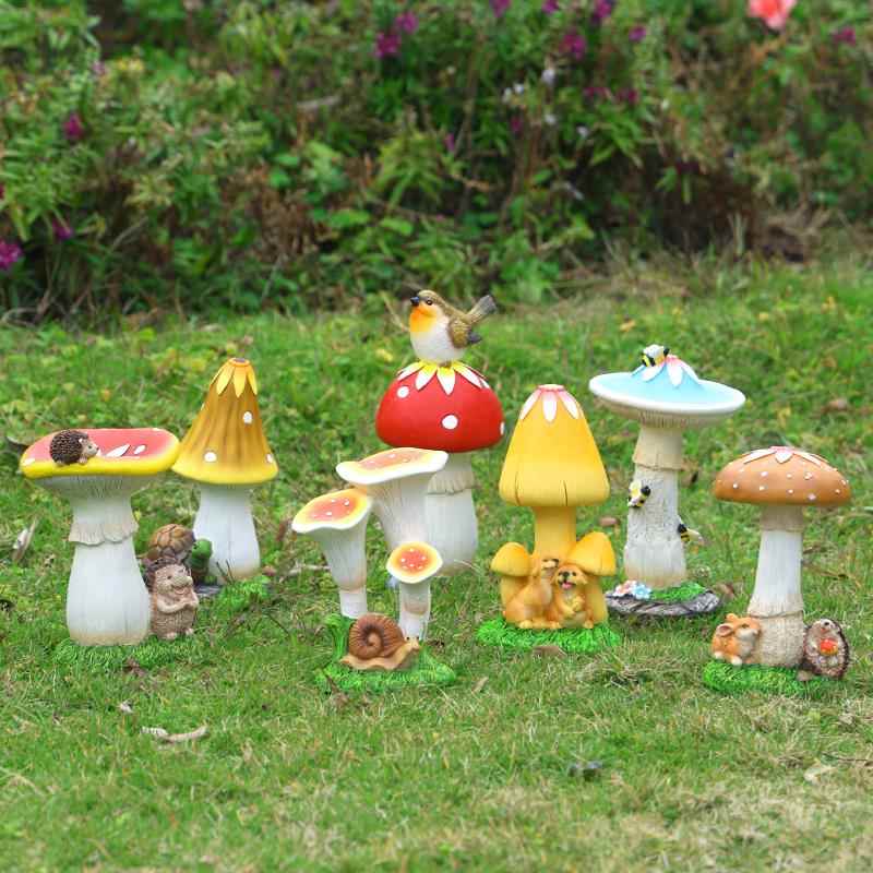 别墅庭院装饰户外花园造景布置树脂仿真蘑菇摆件园林景观雕塑小品