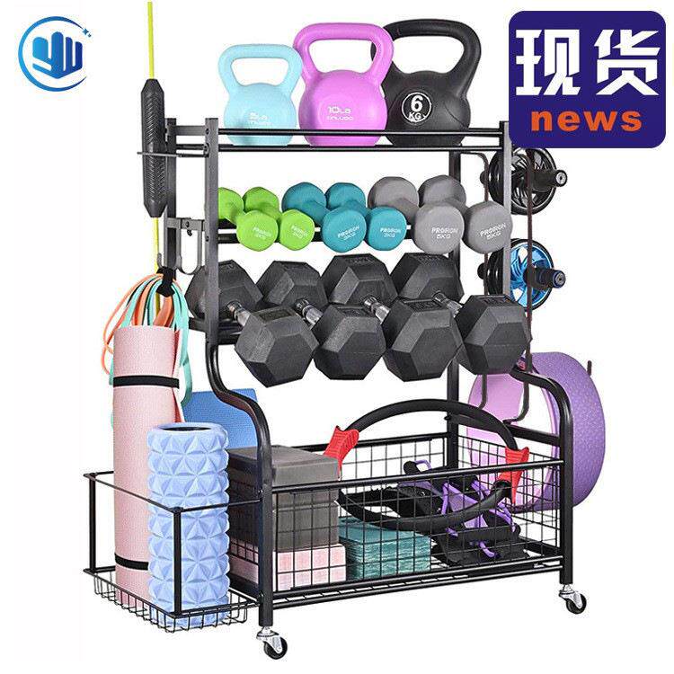 体育用品收纳架瑜伽垫篮球置物哑铃泡沫滚轮运动健身房移动储物架