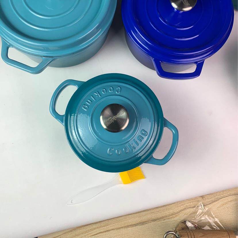 22年新款铸铁珐琅汤锅18cm冰蓝色搪瓷锅限量50个直播专用