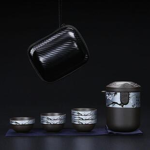 紫砂高端旅行茶具套装便携式快客杯个人专用户外露营功夫泡茶茶杯