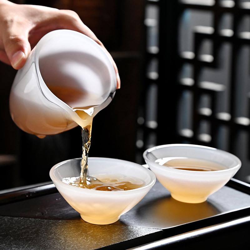 琉璃主人杯家用办公泡茶白玉茶杯个人品茗杯高档新中式送礼套装批