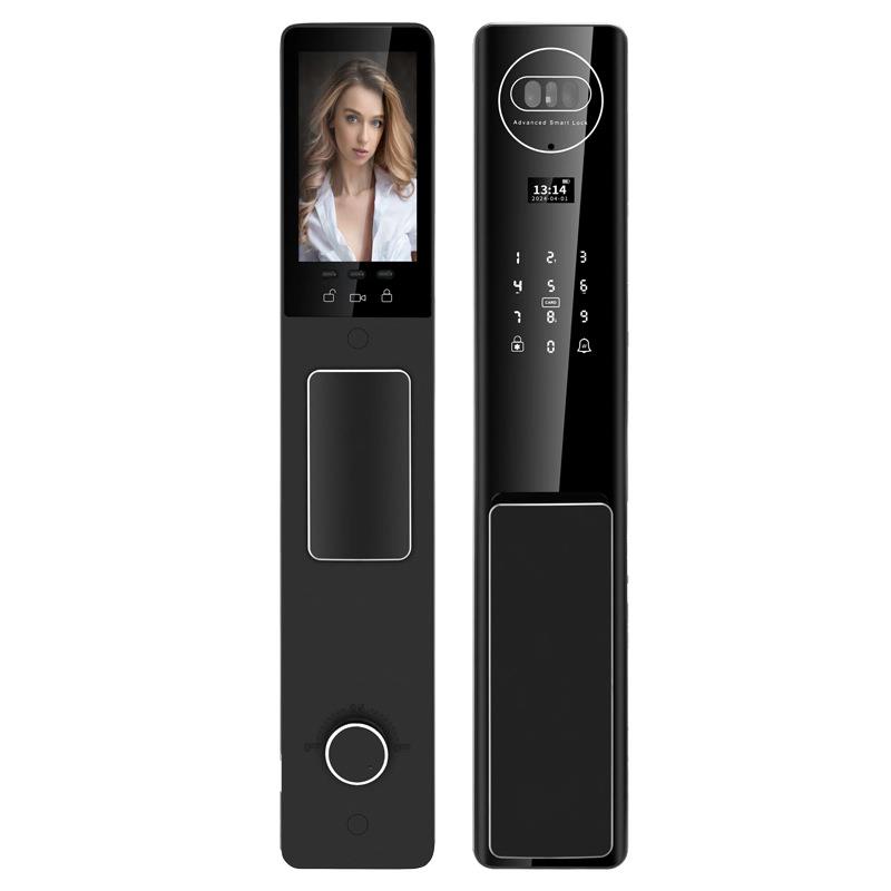 外贸全自动CNC智能锁家用可视对讲人脸猫眼APP英文门锁指纹锁