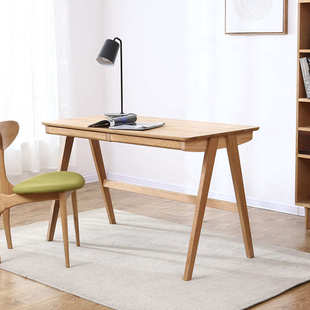 小户型橡木写字台桌实木电脑桌桌椅带书桌木制现货学习全抽屉