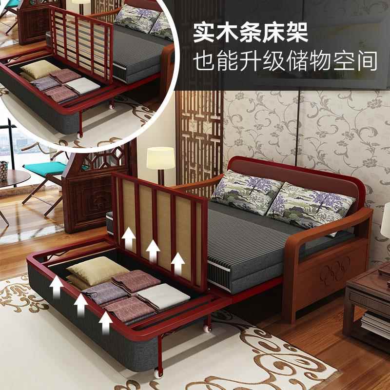 体实木沙发床2025新款老中式小户YKD两型折叠用床沙发一1米5人折