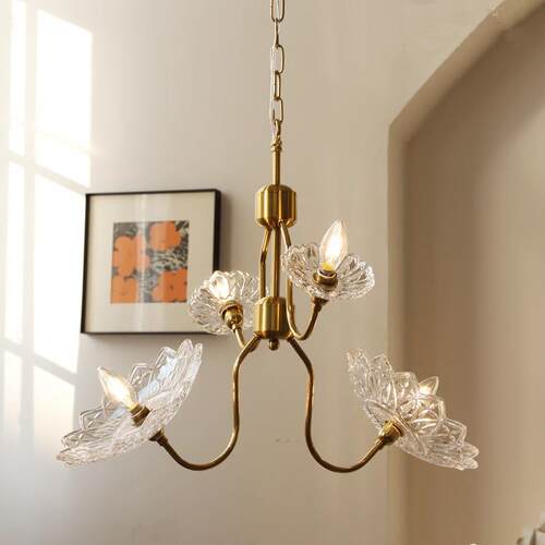 美式简约花蝶玻璃吊灯4头法式复古餐厅卧室衣帽间法式设计师灯具