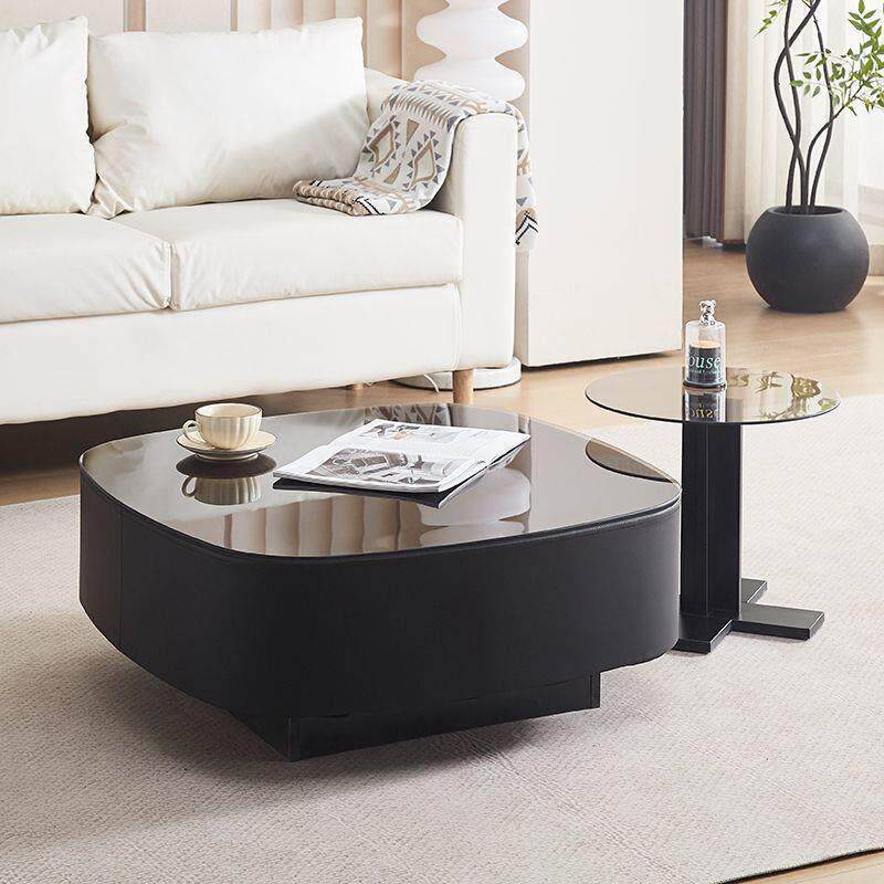 意式奶油风轻奢岩板现代方形客厅茶几高级简约家用茶桌小户型组合