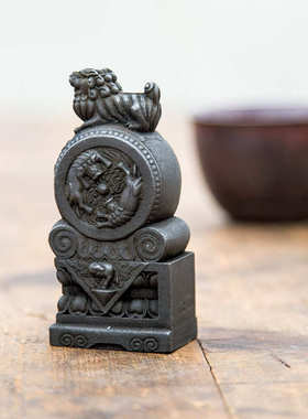 新中式古国风铸铁抱鼓石门墩桌面小摆件家居饰品茶桌茶宠茶具