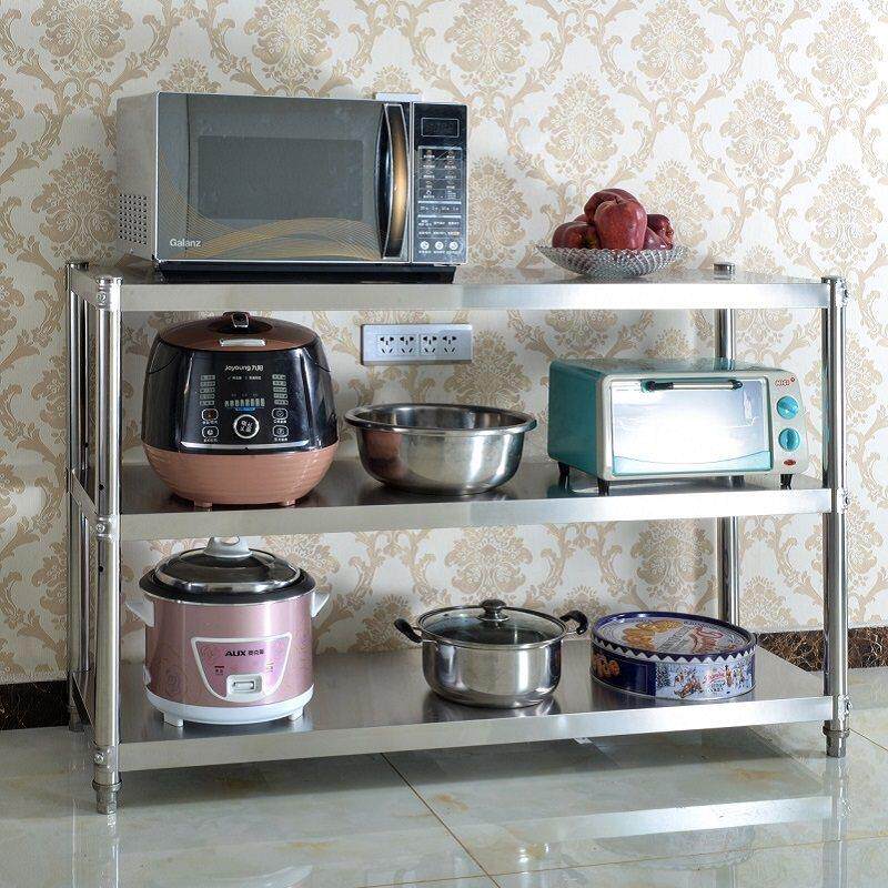 不B8-3锈钢厨房层物架多微置波锅炉架子收纳层架储物架三层烤箱货