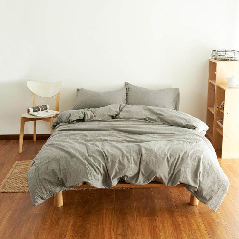 日式全棉面料被套简约纯色水洗棉被套单件纯棉被罩单双人被套