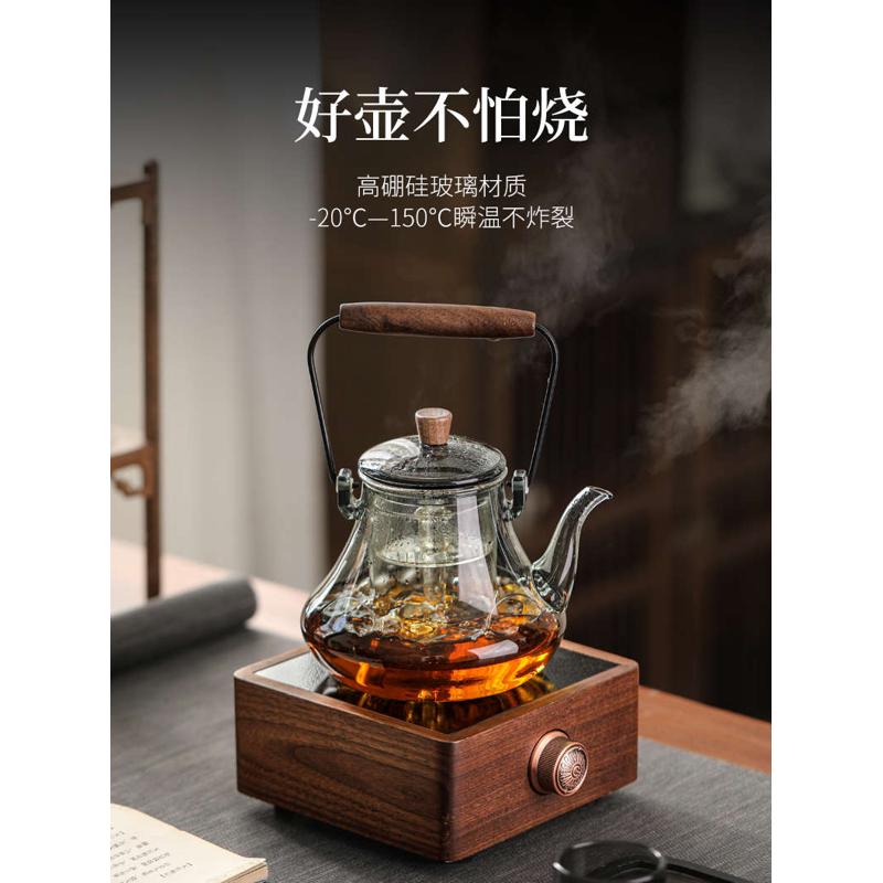 提梁两用蒸煮茶壶玻璃耐高温泡茶家用电陶炉煮茶器全自动蒸汽蒸茶