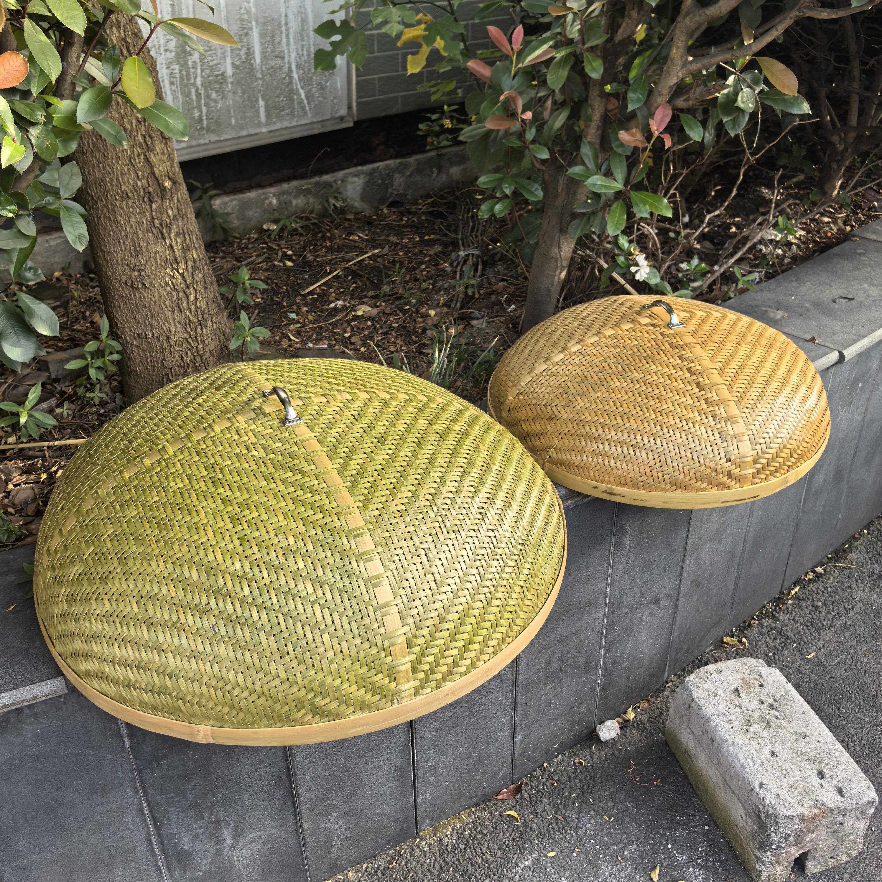 菜罩子竹编餐桌台盖防蝇防尘竹盖竹编圆形餐桌菜罩带手把饭罩