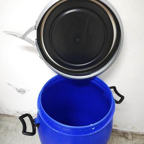 60L塑料桶圆桶法兰桶化工桶抱箍60KG开口桶加厚水桶