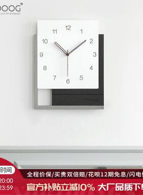 EMITDOOG免打孔方形挂钟客厅北欧轻奢钟表时钟挂墙现代简约个性