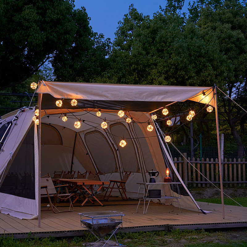 户外露营G80铜线球泡防水节日彩灯LED太阳能庭院装饰水晶圆球灯串