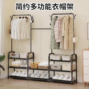 外贸热销大容量多功能挂衣晾衣架落地家用加厚衣帽架阳台衣服收纳