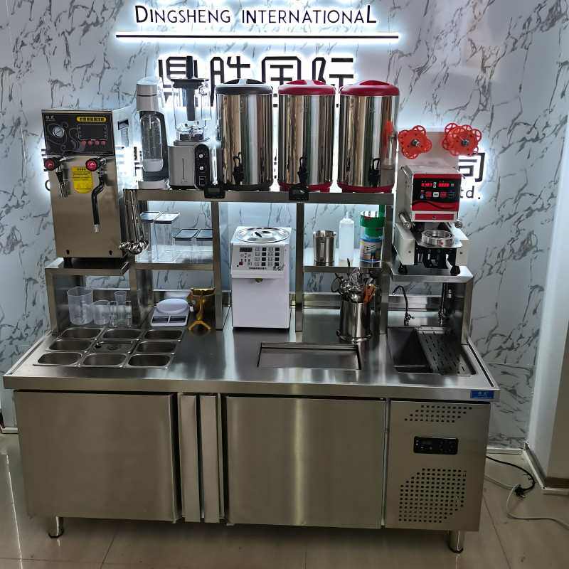 恒芝奶茶店设备全套水吧操作台冷藏工作台商用奶茶机商用水吧台