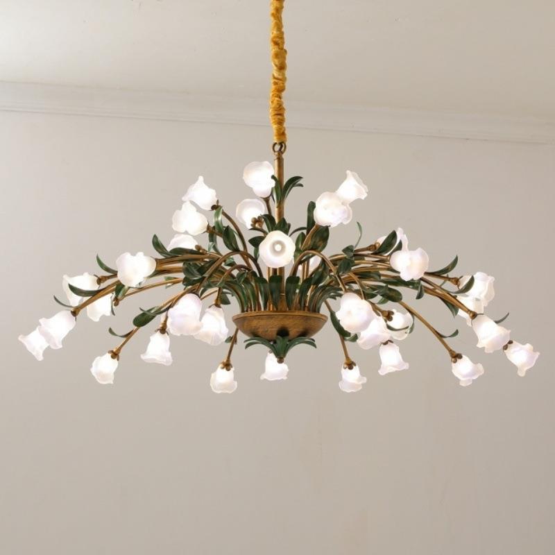 IXH法轻式奢餐厅水晶吊灯田园艺术灯饰璃美式复古玻客厅吊灯室卧