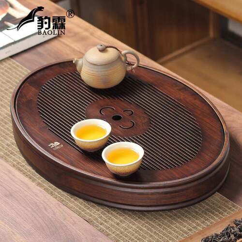 茶盘家用简易小茶海储水式竹制茶座圆形大茶托茶台干泡台茶具托盘