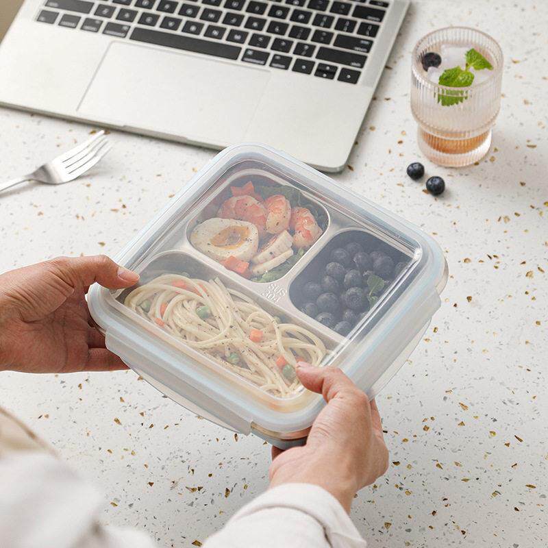 上班族微波炉加热饭盒304不锈钢分格密封减肥定量沙拉便当保鲜盒