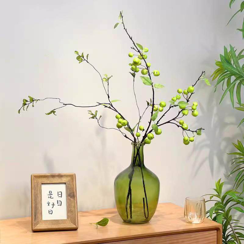 玻璃小口大肚花瓶马醉木花瓶吊钟绿植插花器客厅摆件水培容器