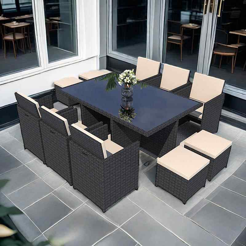 户外编桌藤椅藤外组合庭院室餐桌椅椅铝合金防水防晒收纳4椅1桌可,商业/办公家具,商用藤编家具,淘宝优惠券,粉丝福利购,淘宝优惠卷