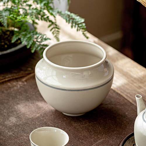 草木灰釉建水茶洗水孟杯洗陶瓷复古日式杯洗家用茶渣缸茶水桶配件