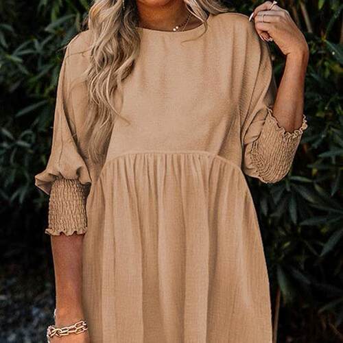 Women'S Black Summer Tunic Dress Casual Loose Fit Short