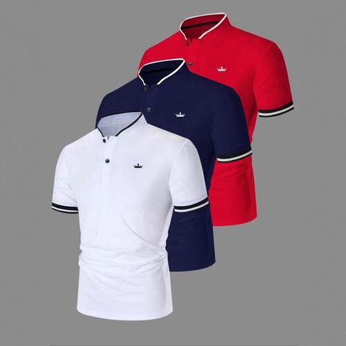 Men's Regular Fit Contrast Trim Polo Shirt Golf Polo