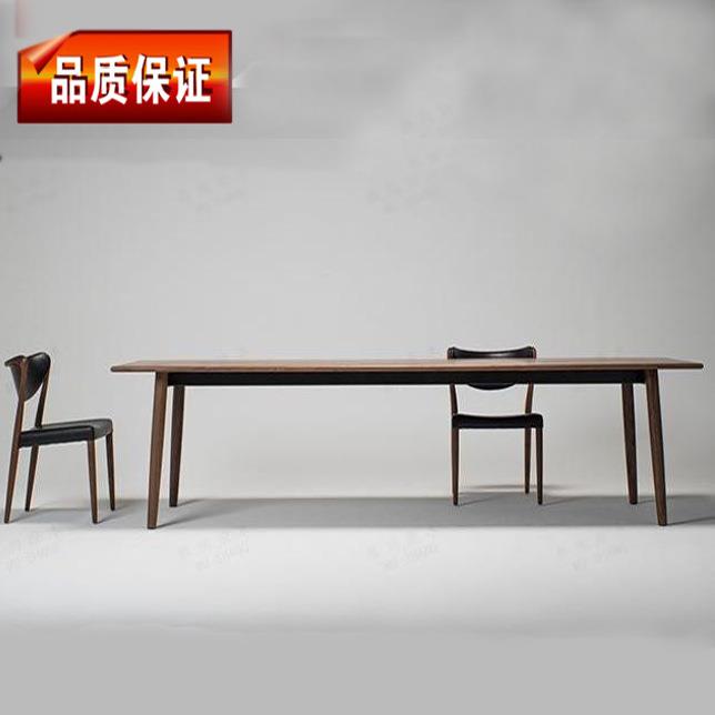 北欧实木会议桌长桌原木现代会议室办公桌长方形工作台客厅大餐桌