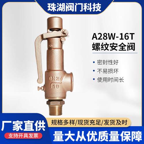 A28W-16T外螺纹安全阀不锈钢弹簧式阀门耐压高泄压阀高承压空压机