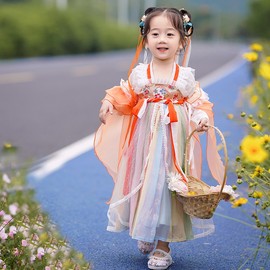 女童汉服夏款2024年小女孩，中国风古风超仙连衣裙儿童唐装襦裙