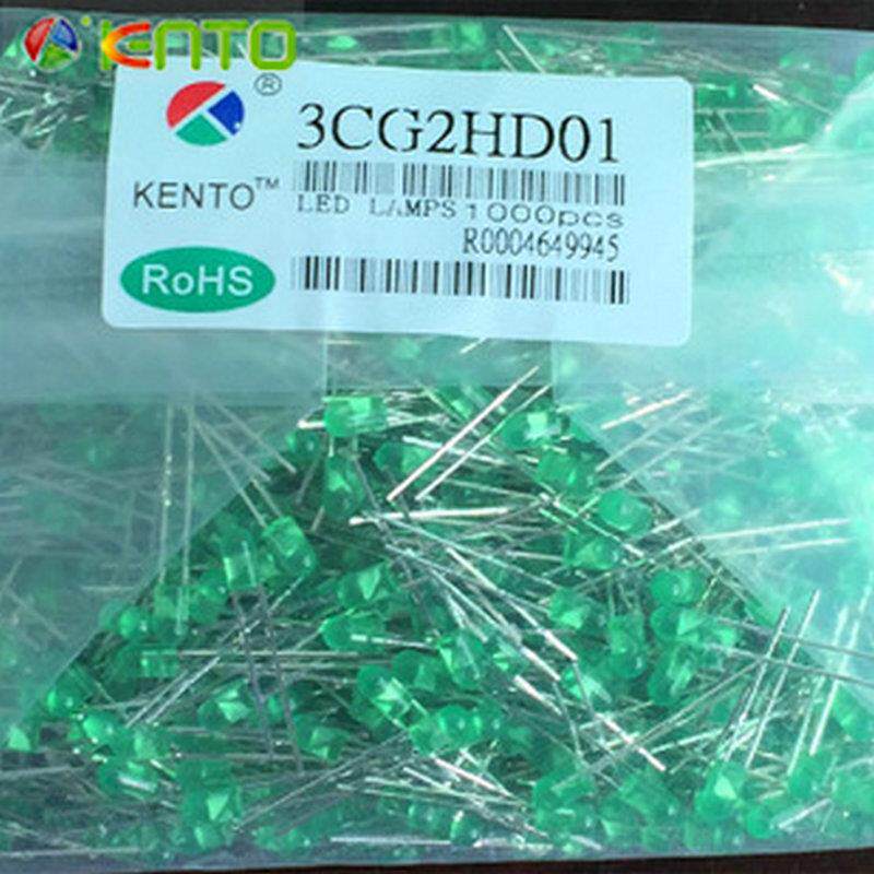 专业供应直插式led灯珠3MM无边雾状绿发绿普亮短脚 3MM无边