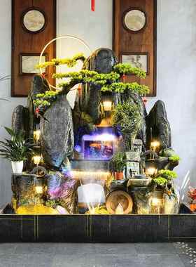 大型假山流水喷泉鱼缸落地摆件庭院客厅办公养鱼加湿景观装饰礼品